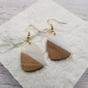 Treasure Wholesale - Wood & Resin Gold Foil Earrings: White