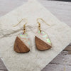 Treasure Wholesale - Wood & Resin Gold Foil Earrings: White