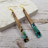 Treasure Wholesale - Gold Flake Acrylic Wood Stick Earrings