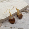 Treasure Wholesale - Gold Flake Acrylic Wood Drop Earrings