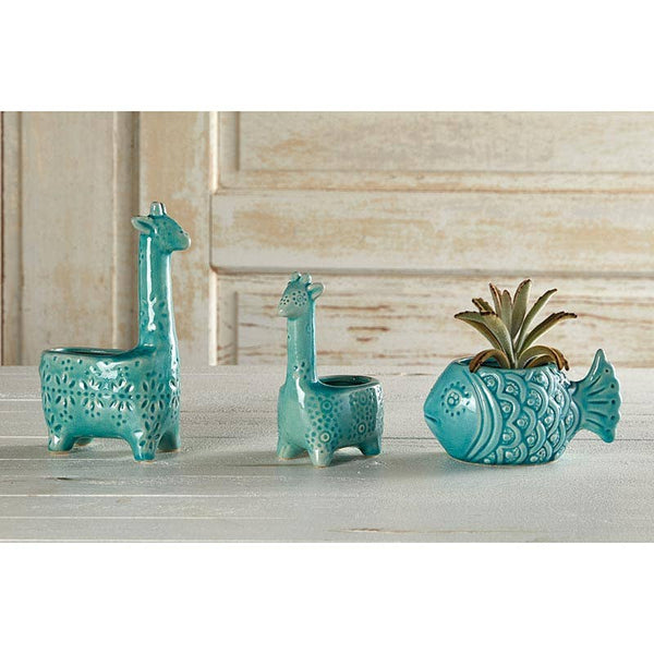 47th & Main (Creative Brands) - Lake Blue Giraffe Planter - Large