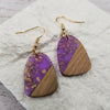 Treasure Wholesale - Wood & Resin Gold Foil Earrings: White