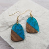 Treasure Wholesale - Wood & Resin Gold Foil Earrings: White