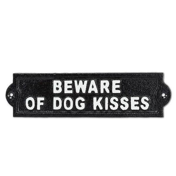 Abbott - Beware of Dog Kisses Sign-Blk-9"L-1598