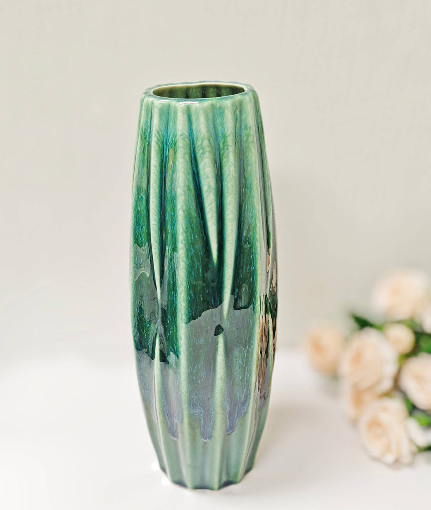 ES Essentials - Ceramic Vase 13.25"T X 5"W X 5"D Green