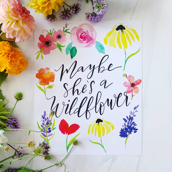 Wildflower Paper Company - Maybe She's A Wildflower Floral Watercolor Art Print