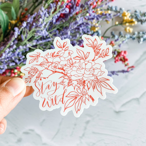 Wildflower Paper Company - Stay Wild Rose Flower Sticker Decal