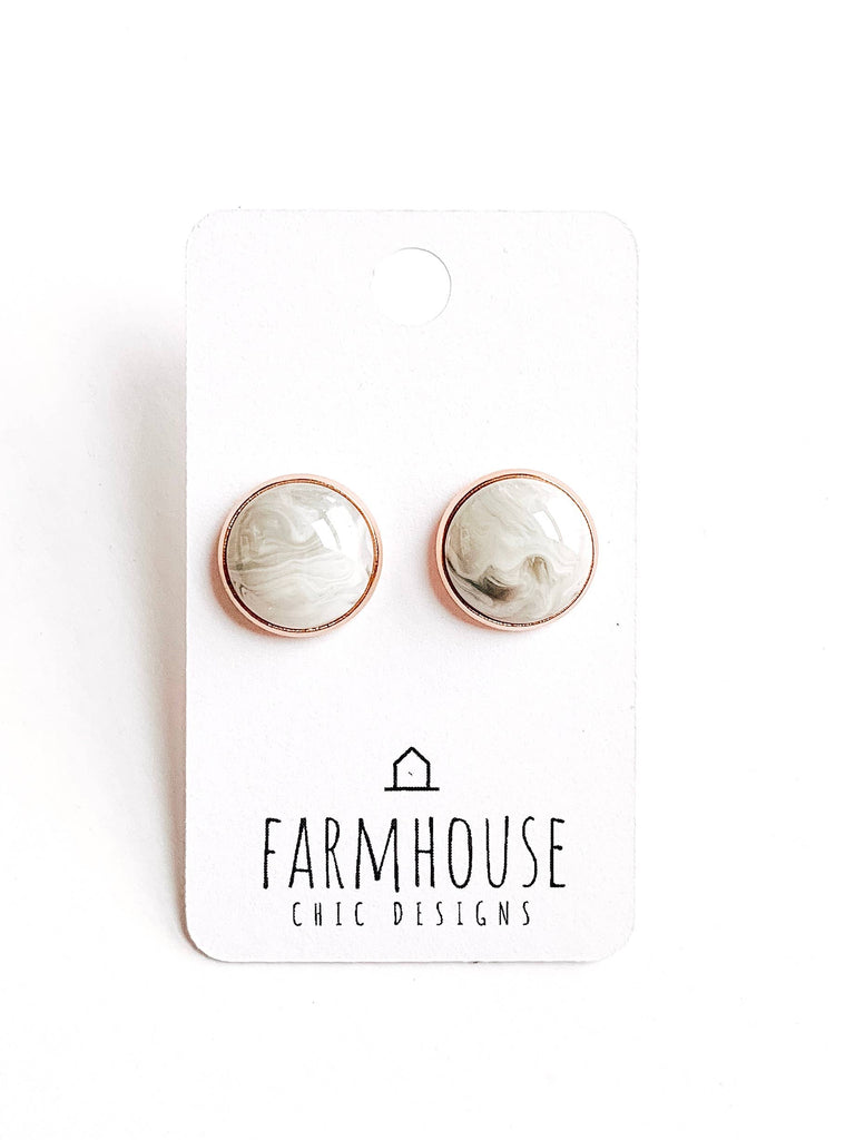 Farmhouse Chic Designs - Marble Stud Earrings